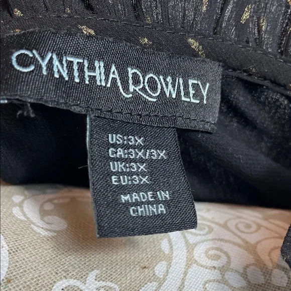 Cynthia Rowley Black and Gold Blouse size 3x - Picture 6 of 6